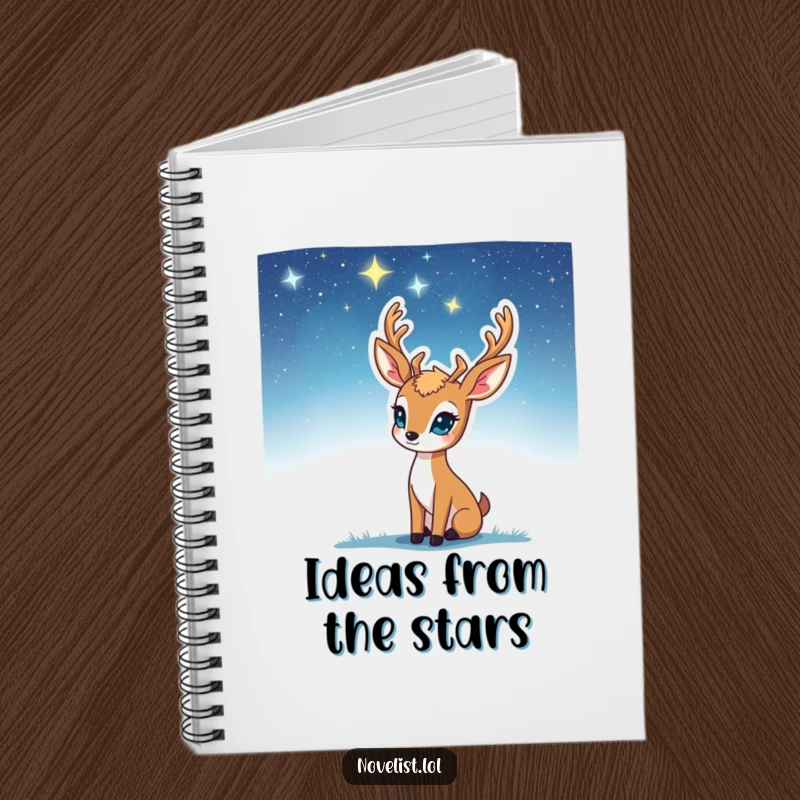 Funny Notebook: Deer gazing at stars, inspiration striking, perfect for jotting down ideas, a humorous and practical funny gift.