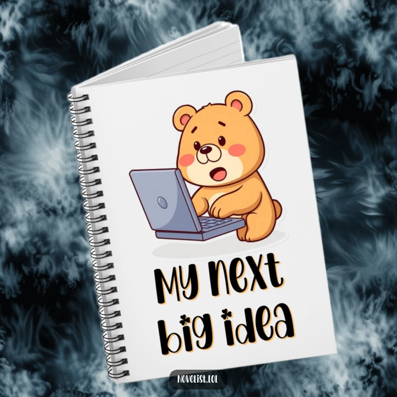 Funny Bear Typing Notebook: Cute bear types on laptop with curious expression, a fun journal.