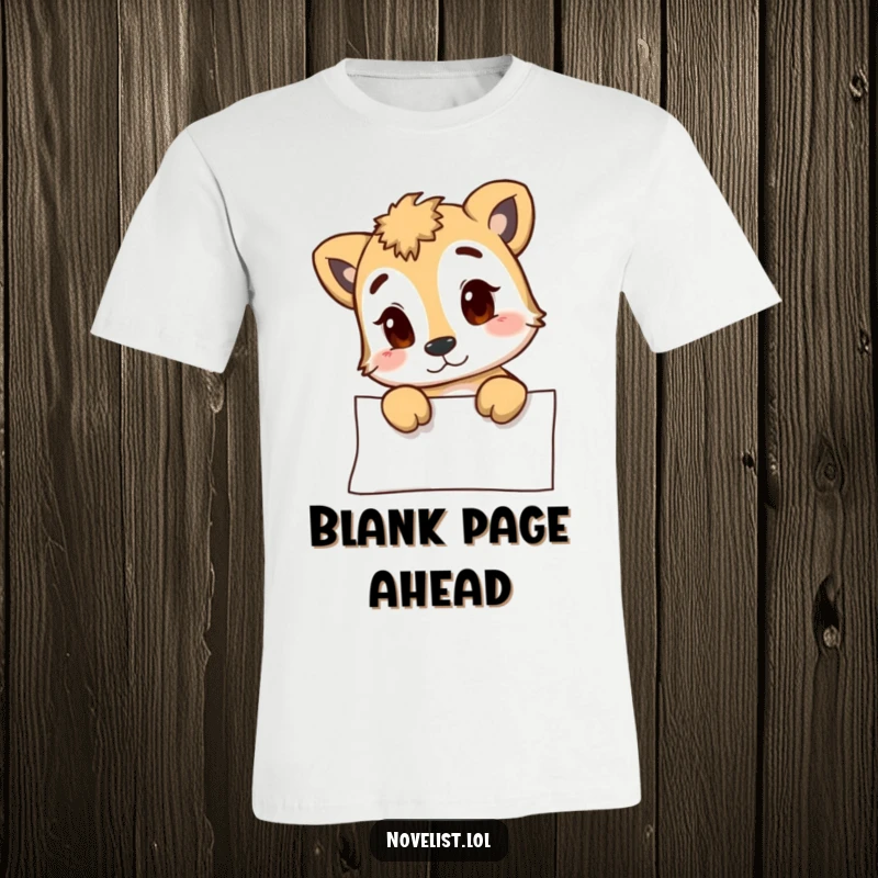 Funny t-shirt showcasing a curious animal character with a puzzled expression, staring at an empty document, perfect for witty individuals and a funny gift.