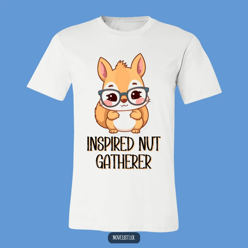 Funny Kawaii Squirrel Scholar T-Shirt: Inspired Reader's Cozy Tee Gift