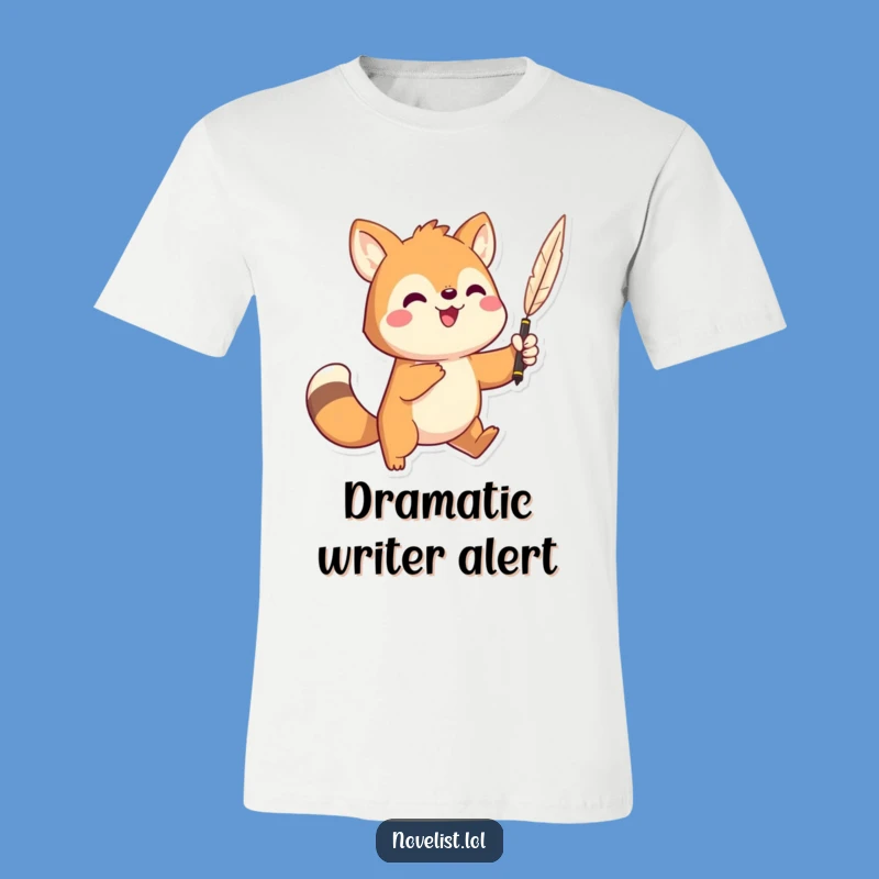 Funny Quill Master T-Shirt: Dramatic animal with pen, great gift for writers.
