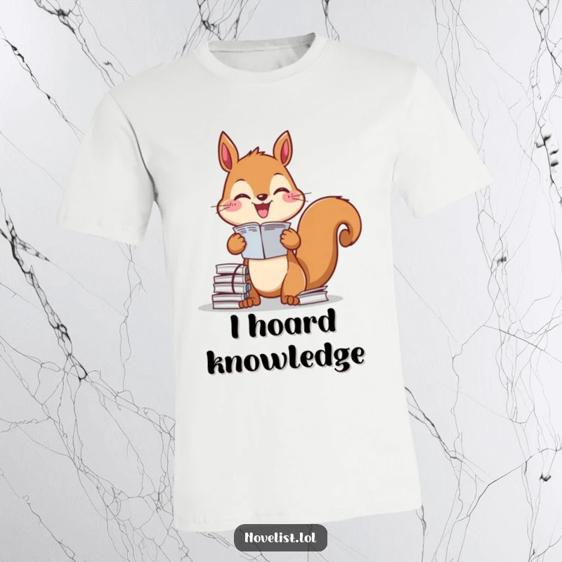 Funny T-Shirt: Diligent squirrel excitedly organizing papers, embodying efficiency and joy in order, a great funny gift.
