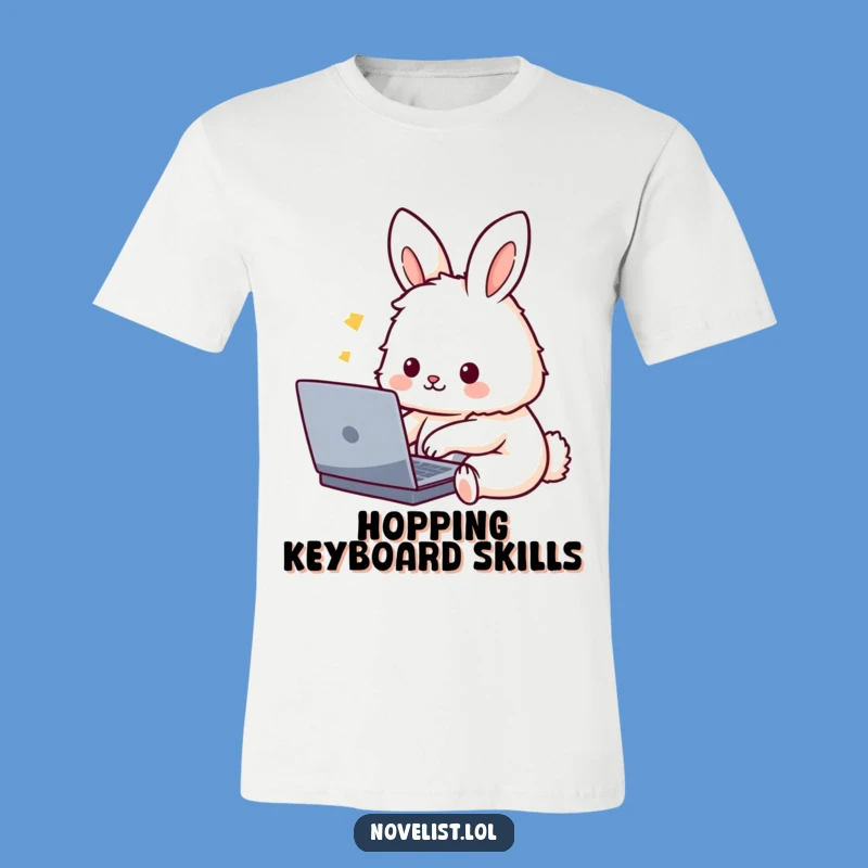 Funny Bunny Coder T-Shirt: Cute Fluffy Character Typing - Hilarious Tech Enthusiast Tee
