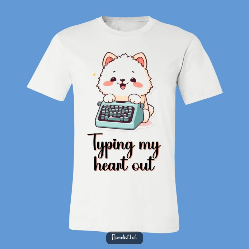 Funny Author T-Shirt: Fluffy Animal Typing with Paws, Unique Funny Gift