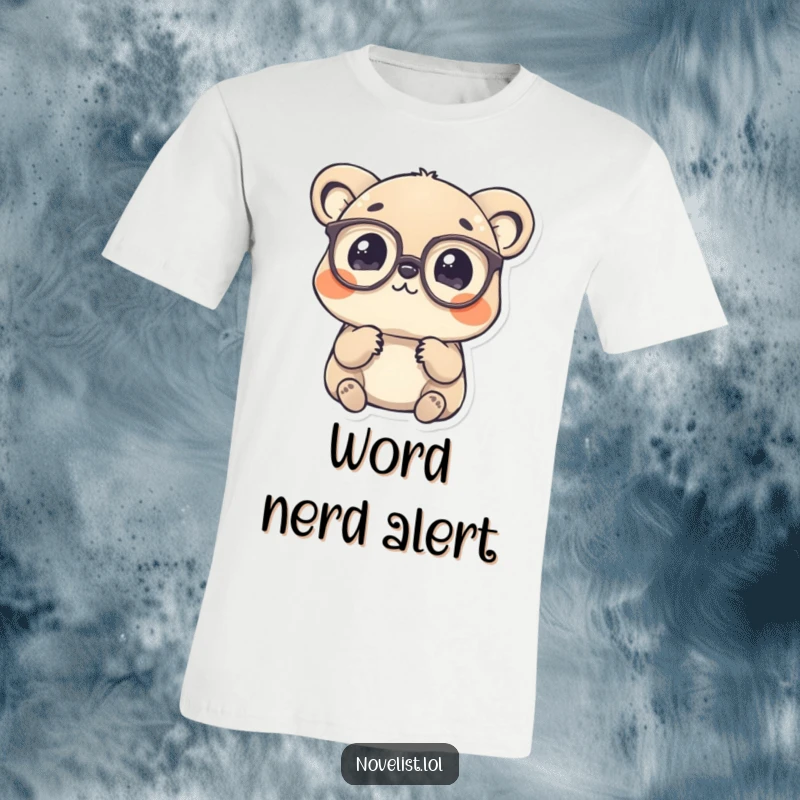 Funny T-Shirt: Animal character in spectacles contemplating a single word, showcasing intellectual charm.
