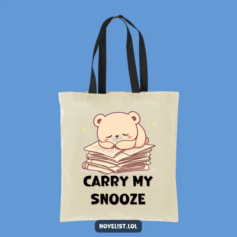 Funny Bear Tote Bag: Sleepy Character's Papers, Carry Your Books, Great Gift