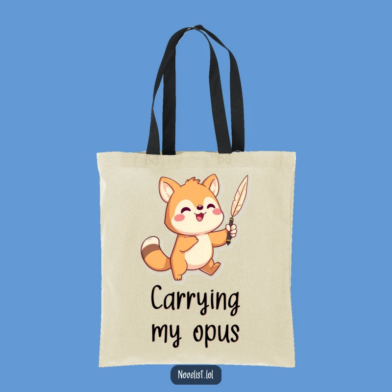 Funny Bard Tote Bag: Dramatic animal with quill, perfect for writers.