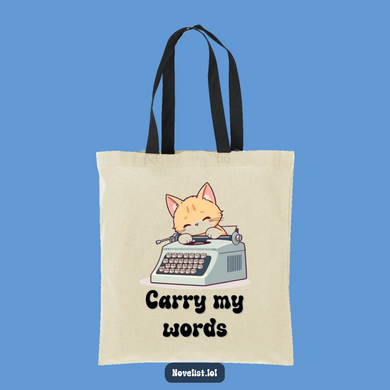 Funny Cat Typewriter Tote Bag: Cute Cat's Literary Carryall Gift