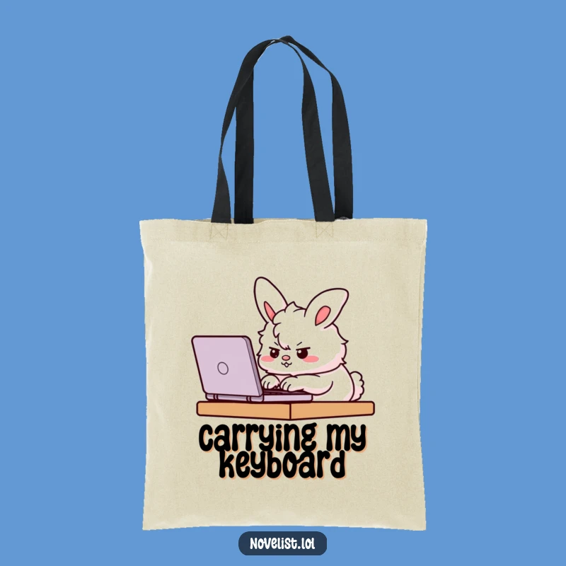Funny Determined Tote Bag - Bunny Laptop Carrier, Practical Funny Gift