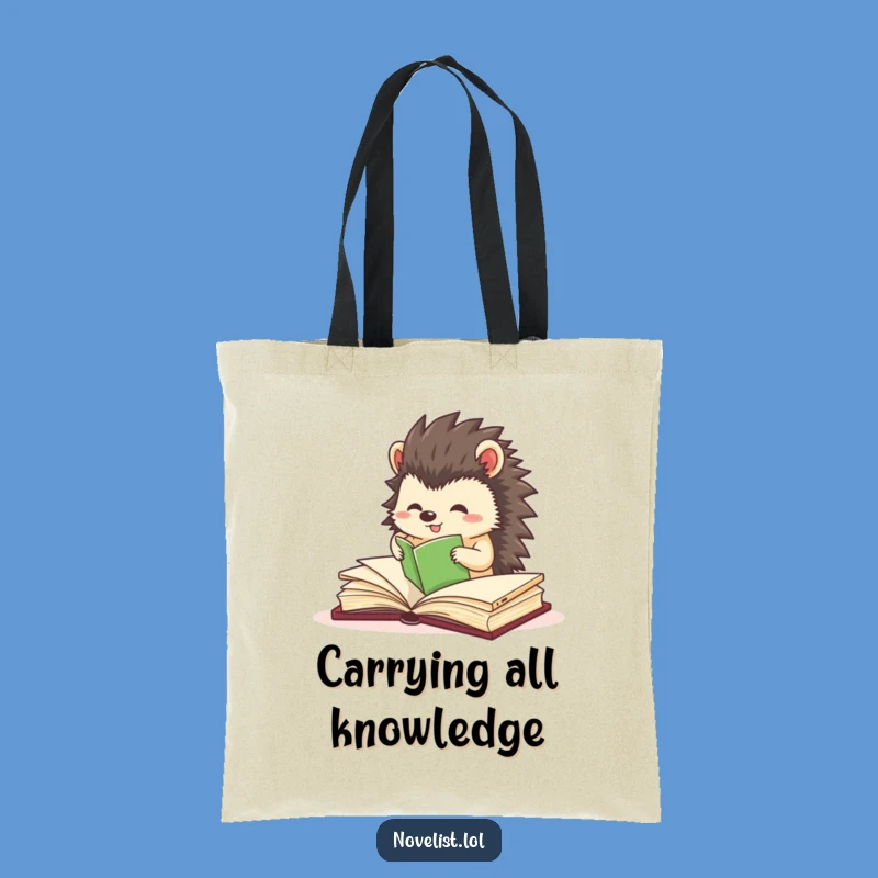 Funny Hedgehog Organizer Tote Bag: Character's Library Carryall Gift