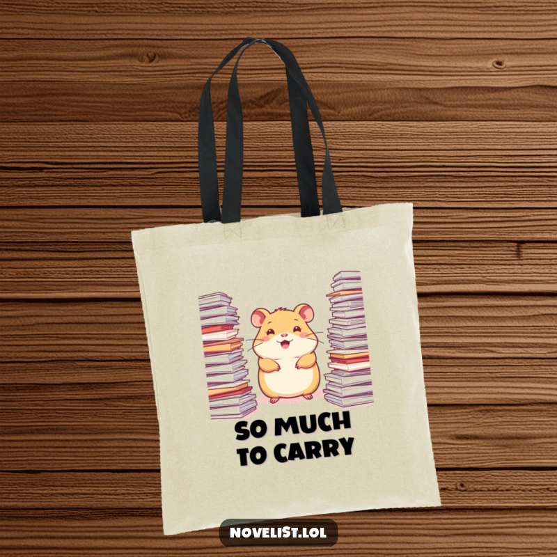 Funny Hamster Tote Bag: A happy hamster surrounded by stacks of paper, looking inspired and ready to carry ideas.