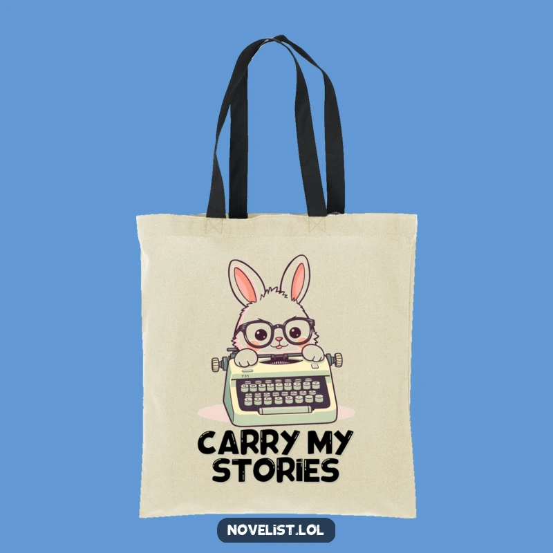 Funny Rabbit Typewriter Tote Bag: Carry Your Stories in Style