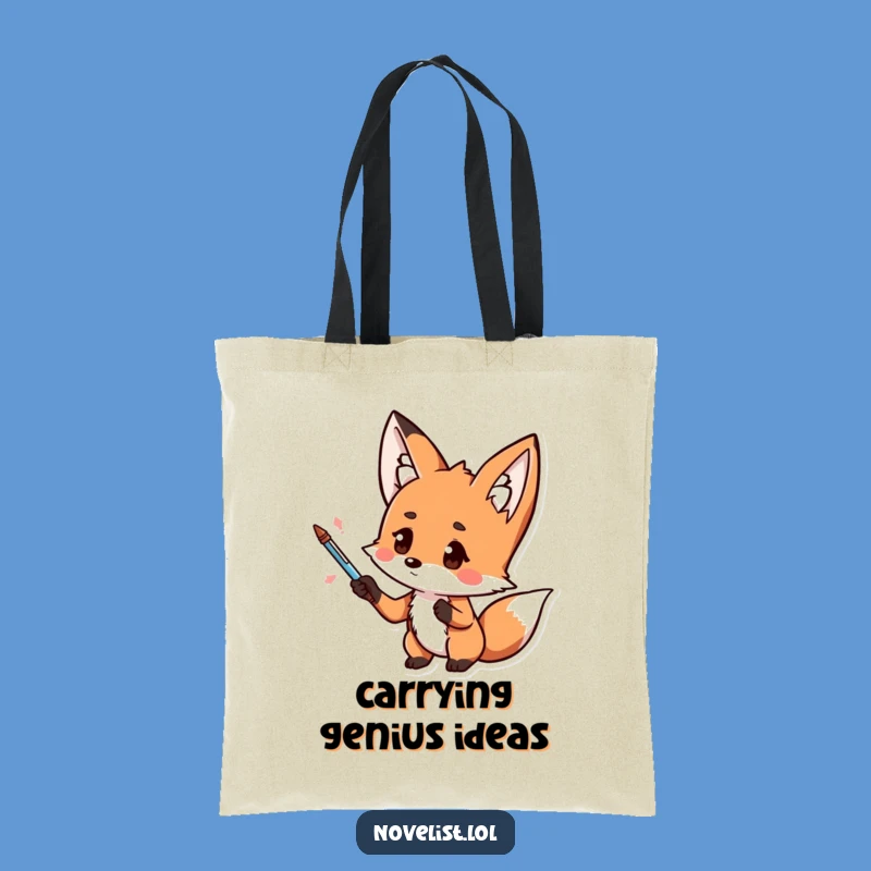 Funny Stylin Kawaii Fox Pen Master Tote Bag: Carry Your Ideas Hilariously