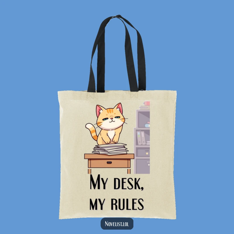 Funny Cat Desk Invader Tote Bag: Carry Your Essentials with Feline Flair