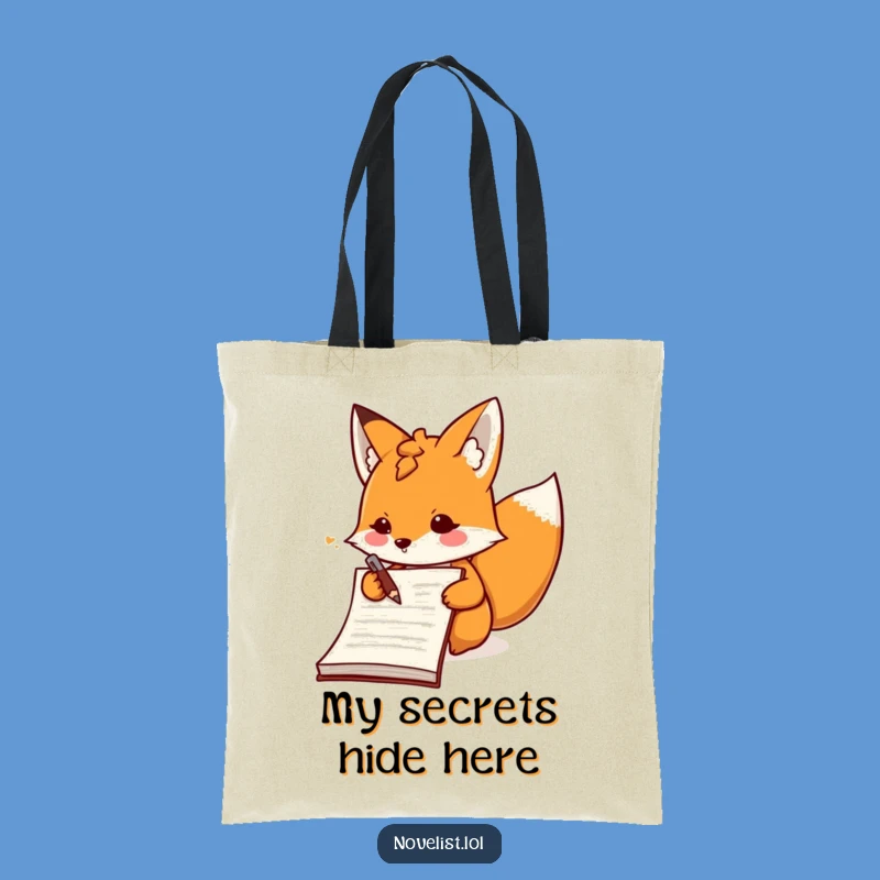 Funny Fox Scribbling Tote Bag: Carry Your Notes with Enthusiastic Humor