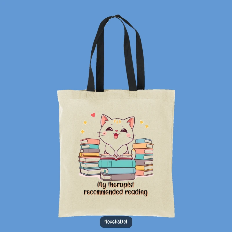 Funny Cat Book Lover Tote Bag - Excitable Reader's Carry-All Gift